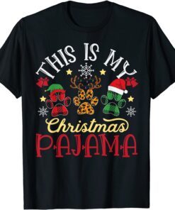 My Christmas Pajama Shirt Xmas Pet Lover Animal Cat Dog Paw Tee Shirt