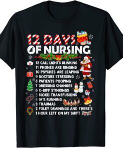 Nurses Merry Christmas 12 Days of Nursing Xmas Tee Shirt
