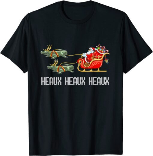 Pajama Santa Alligator Reindeer Heaux Heaux Heaux Christmas Tee Shirt