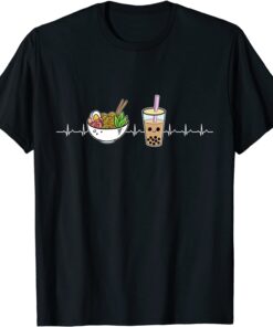 Ramen and Boba Kawaii Noodles Heartbeat Bubble Tea Tee Shirt