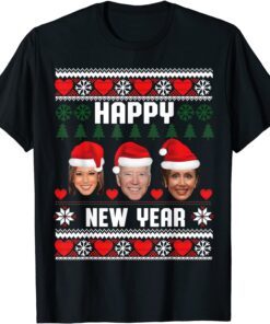 Santa Anti-Biden Happy New Year Ugly Christmas Sweater Tee Shirt