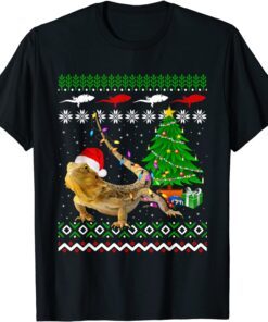 Santa Bearded Dragon Christmas Ugly Sweater Bearded Dragon Tee Shirt