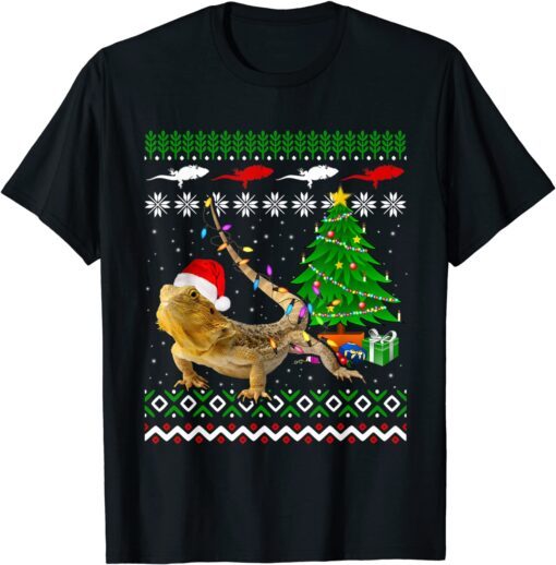 Santa Bearded Dragon Christmas Ugly Sweater Bearded Dragon Tee Shirt