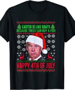 Santa Biden Easter Happy 4th of July Ugly Christmas Tee Shirt