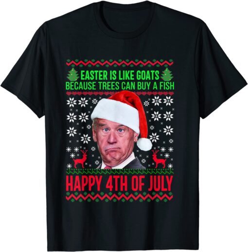 Santa Biden Easter Happy 4th of July Ugly Christmas Tee Shirt