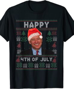 Santa Biden Happy 4th Of July Christmas Ugly Sweater Tee Shirt