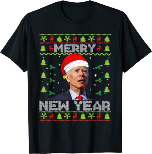 Santa Biden Happy New Year Ugly Christmas Sweater Tee Shirt