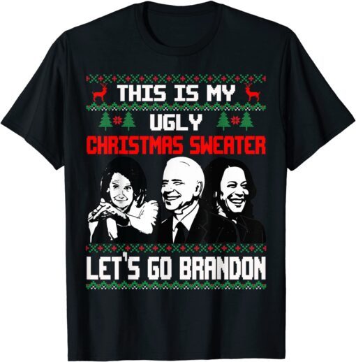 Santa Biden Let's Go Branson Brandon Ugly Christmas Sweater Tee Shirt