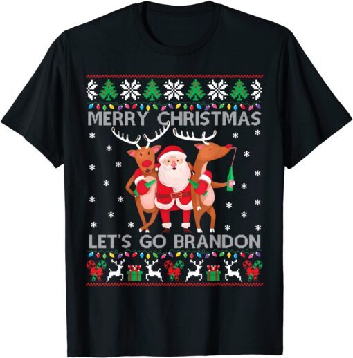 Santa Brandon Ugly Christmas Sweater Let's Go Branson Tee Shirt