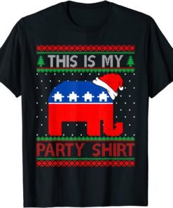 Santa Democrat This Is My Party Christmas Ugly Sweater Tee Shirt