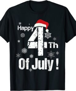 Santa Hat Happy 4th Of July Christmas Sweater Tee Shirt