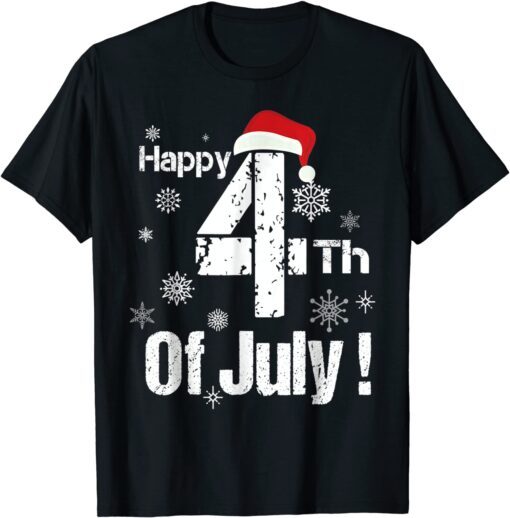 Santa Hat Happy 4th Of July Christmas Sweater Tee Shirt