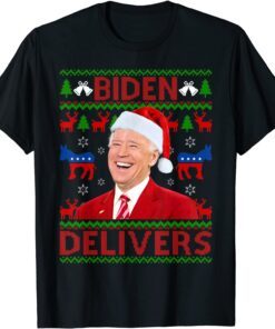 Santa Joe Biden Biden Delivers Ugly Christmas Sweater Tee Shirt