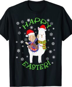 Santa Joe Biden Happy Easter Llama Ugly Christmas Tee Shirt