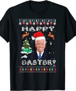 Santa Joe Biden Happy Easter Ugly Christmas Sweater Black Tee Shirt