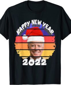 Santa Joe Biden Happy New Year 2022 Christmas Sanset Tee Shirt