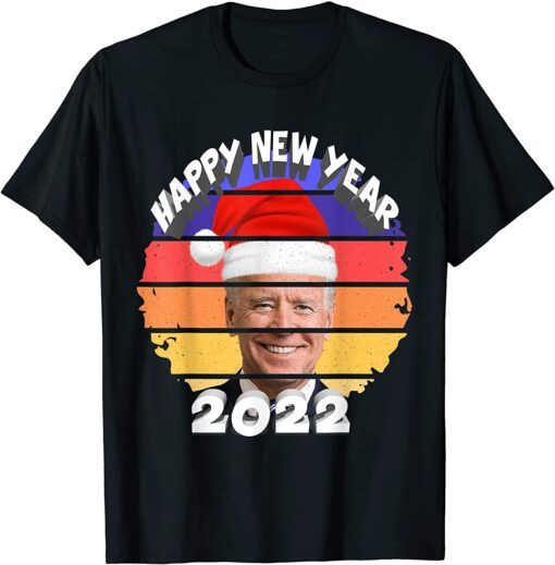 Santa Joe Biden Happy New Year 2022 Christmas Sanset Tee Shirt