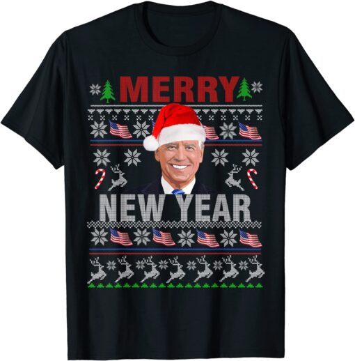 Santa Joe Biden Happy New Year Ugly Christmas Tee Shirt