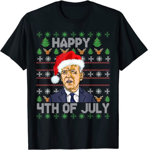 Santa Joe Biden Happys 4th Of Julys Christmas Sweater Tee Shirt