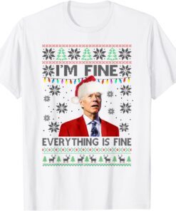 Santa Joe Biden I'm Fine Everything Is Fine Christmas Lights Tee Shirt