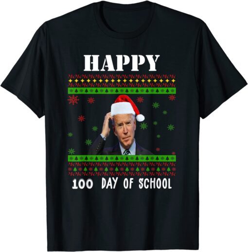 Santa Joe Biden Merry 100th Days Of School Christmas Tee Shirt