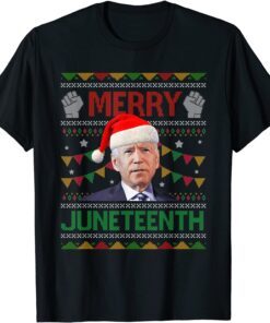 Santa Joe Biden Merry Juneteenth Xmas Christmas Ugly Sweater Tee Shirt