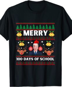 Santa Joe Biden merry 100th day's of school Ugly Christmas Tee Shirt