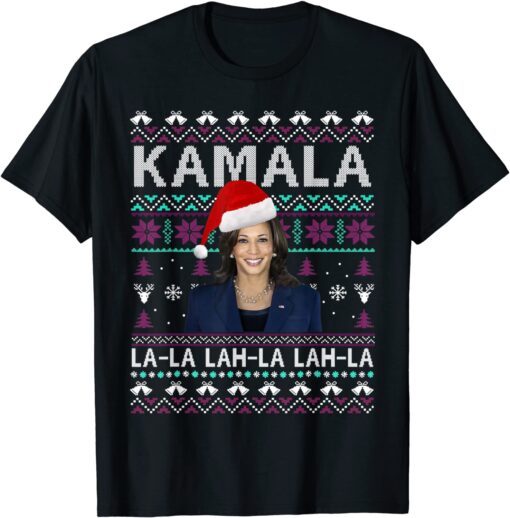 Santa Kamala Ugly Christmas Sweater KamalaLaLaLa T-Shirt