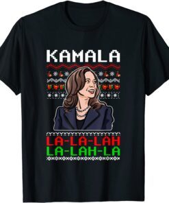 Santa Kamala Ugly Christmas Sweater Meme KamalaLaLaLa X-mas T-Shirt