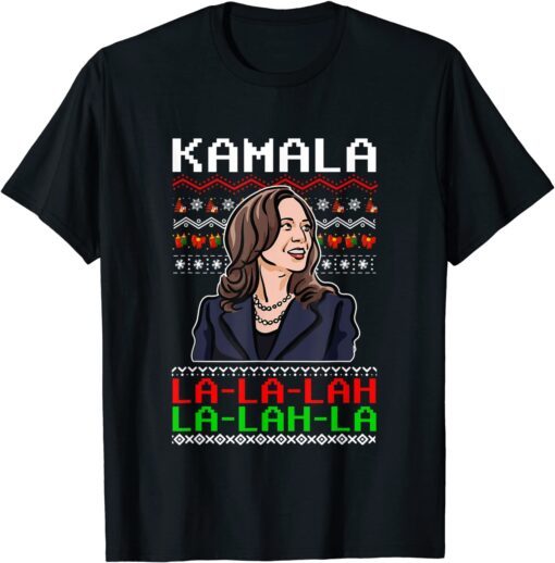 Santa Kamala Ugly Christmas Sweater Meme KamalaLaLaLa X-mas T-Shirt