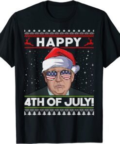 Santa Trump Happy 4th of July Ugly Christmas Tee Shirt