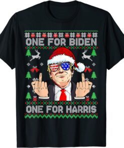 Santa Trump One For Anti Biden Ugly Christmas Sweater Tee Shirt