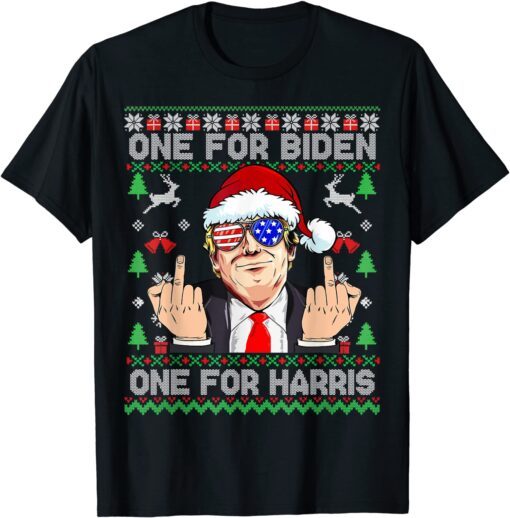 Santa Trump One For Anti Biden Ugly Christmas Sweater Tee Shirt