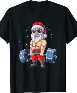 Santa Weightlifting Christmas Fitness Gym Deadlift Xmas Tee Shirt