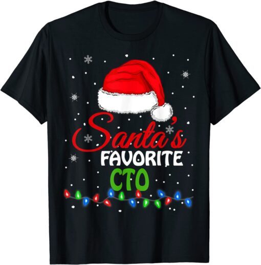 Santa's Favorite CTO Santa Hat Lights Christmas Tee Shirt