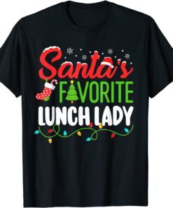 Santa's Favorite Lunch Lady Christmas School Elf X-mas Tee Shirt