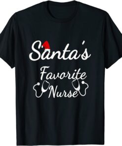 Santa's Favorite Nurse - Cute Merry Xmas Party Crew Tee Shirt