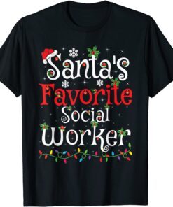 Santa's Favorite Social Worker Christmas Tee Shirt