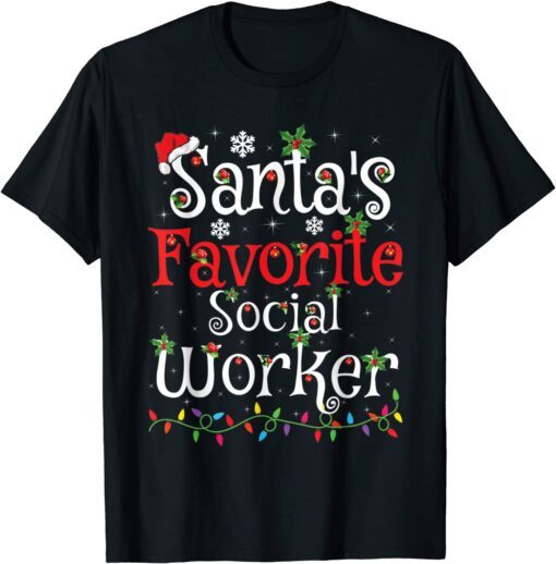 Santa's Favorite Social Worker Christmas Tee Shirt