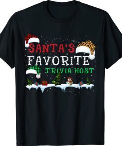 Santa’s Favorite Trivia Host Xmas Leopard Buffalo Plaid Hat Tee Shirt