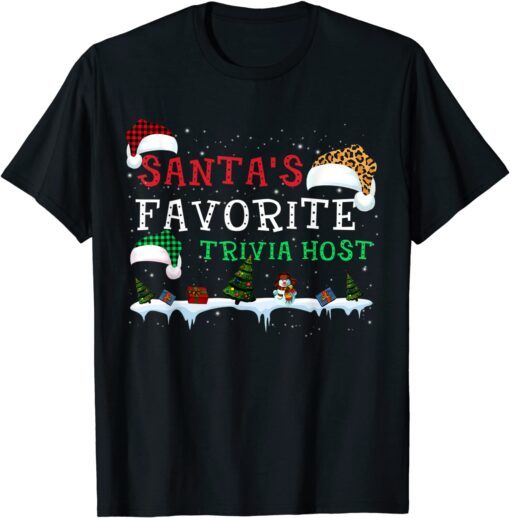 Santa’s Favorite Trivia Host Xmas Leopard Buffalo Plaid Hat Tee Shirt