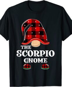 Scorpio Gnome Buffalo Plaid Christmas Matching Family Tee Shirt