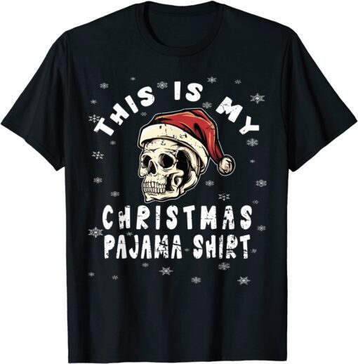 Skull Santa Hat Skeleton Christmas Pajama Tee Shirt