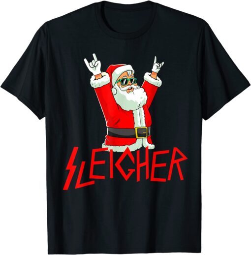 Sleigher Christmas Heavy Metal Music Tee Shirt