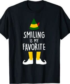 Smiling Is My Favorite Christmas ELF Matching Family Pajama Tee Shirt