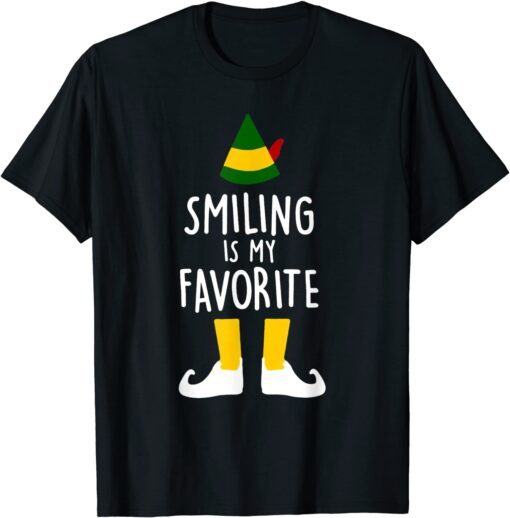 Smiling Is My Favorite Christmas ELF Matching Family Pajama Tee Shirt