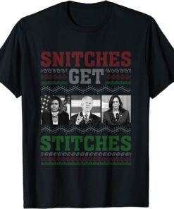 Snitches Get Stitches Ugly Christmas Sweater Santa Joe 2022 T-Shirt