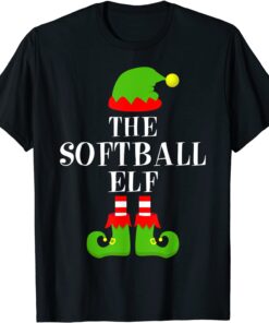 Softball Elf Family Group Matching Christmas Pajama Tee Shirt