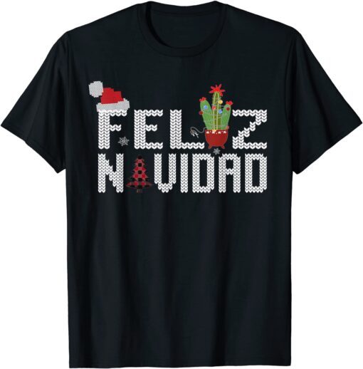 Spanish Mexican Ugly Christmas Vintage Feliz Navidad Tee Shirt