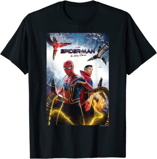 Spider-Man No Way Home Group Shot Face Off Poster Tee Shirt